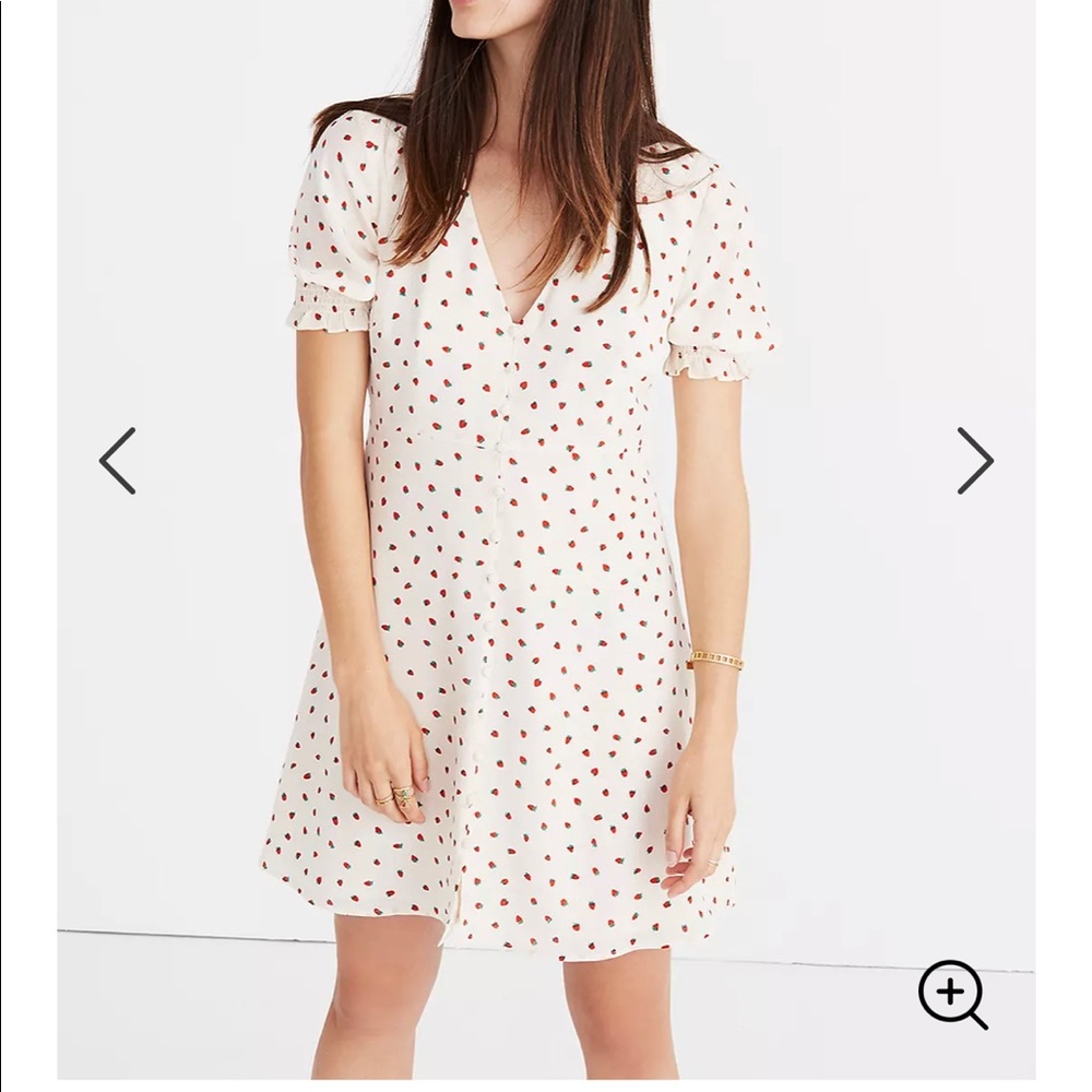 Silk Button-Front Dress in Fresh Strawberries